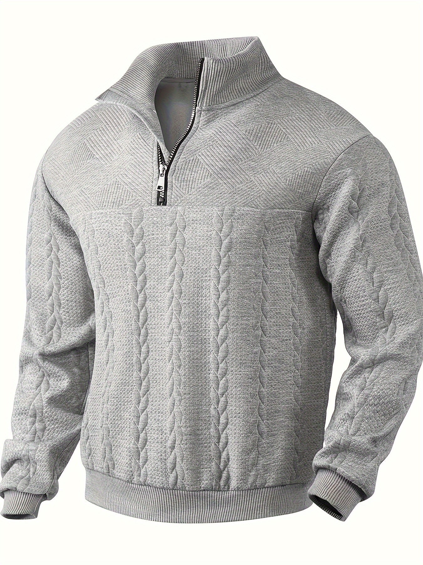 Caleb | Quarter Zip Cable Knit Sweatshirt