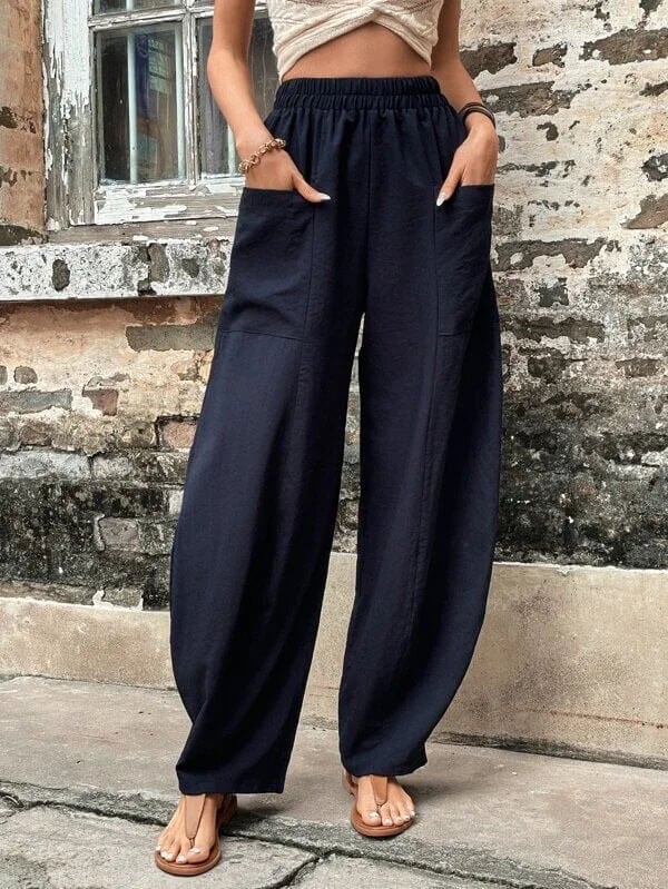 Salomee | Wide Leg Elastic Waist Casual Trousers