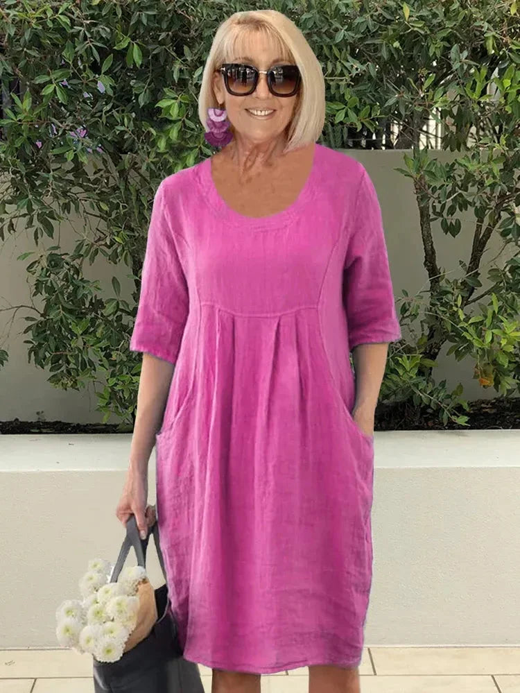 Devyn | Relaxed Pocket Midi Dress with Half Sleeves