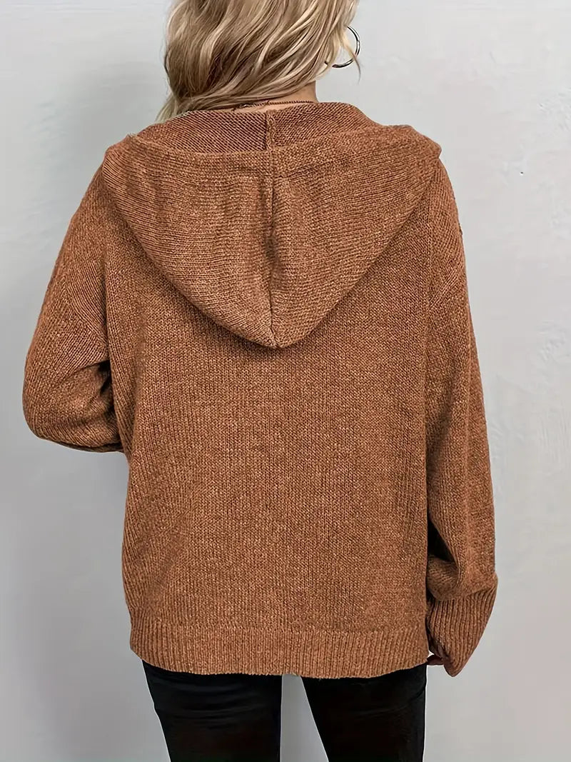Suthida | Hooded Button Front Knitted Cardigan Sweater