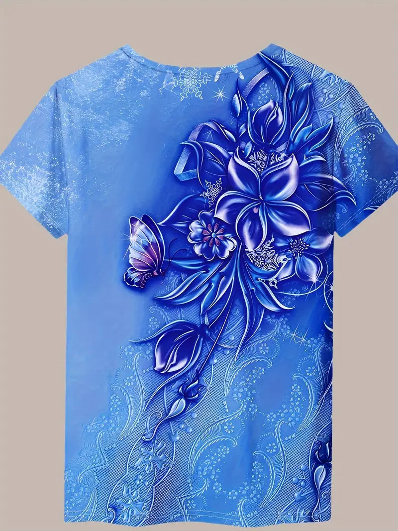 Carlisa | Floral Print Short Sleeve T Shirt