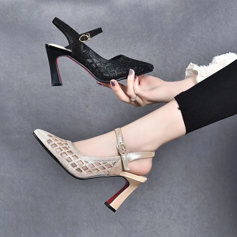 Henriette | Sandals with High Heel and Lattice Toe