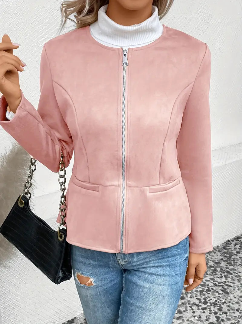 Roksana | Jacket with Round Neck and Zip Closure