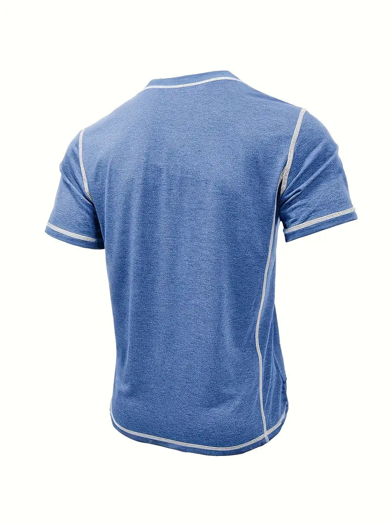Orazio | Short Sleeve Henley Neck T-Shirt