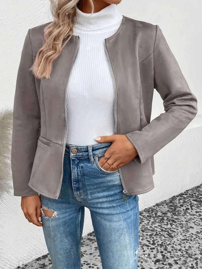 Roksana | Jacket with Round Neck and Zip Closure