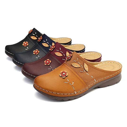 Janeth | Floral Stitch Slip-On Clogs
