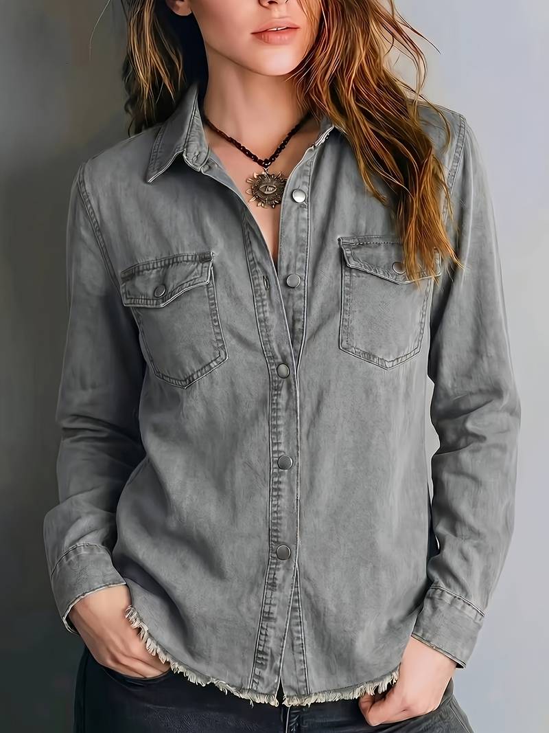 Blazka | Long Sleeve Button Front Shirt with Pockets