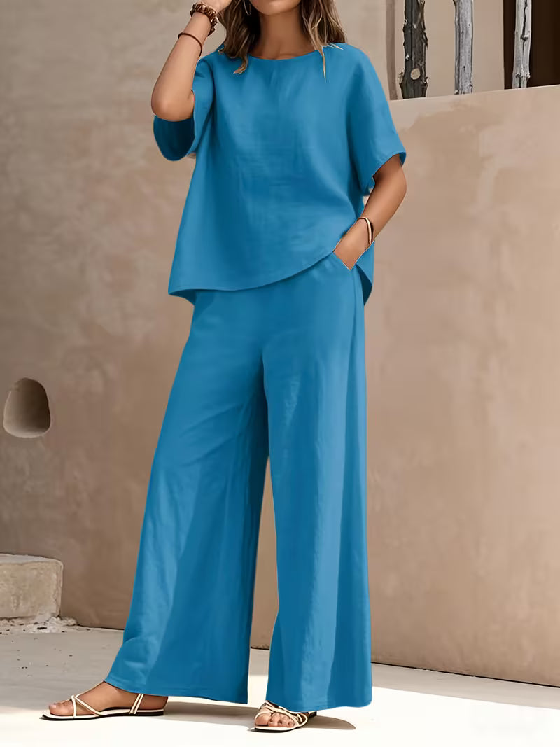 Josy | Trouser Set with Short-Sleeve Relaxed Top