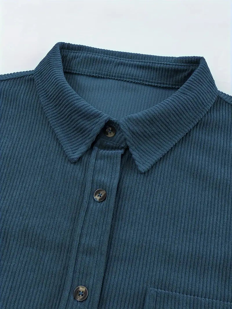 Irmela | Long Sleeve Button Front Corduroy Shirt