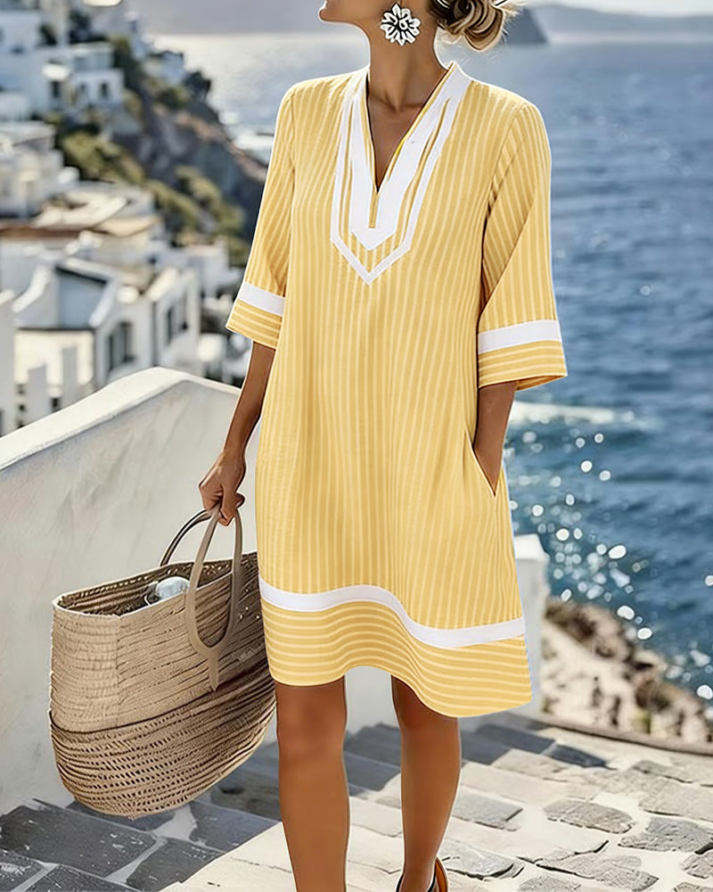 Alisia | Striped V-Neck Tunic Dress