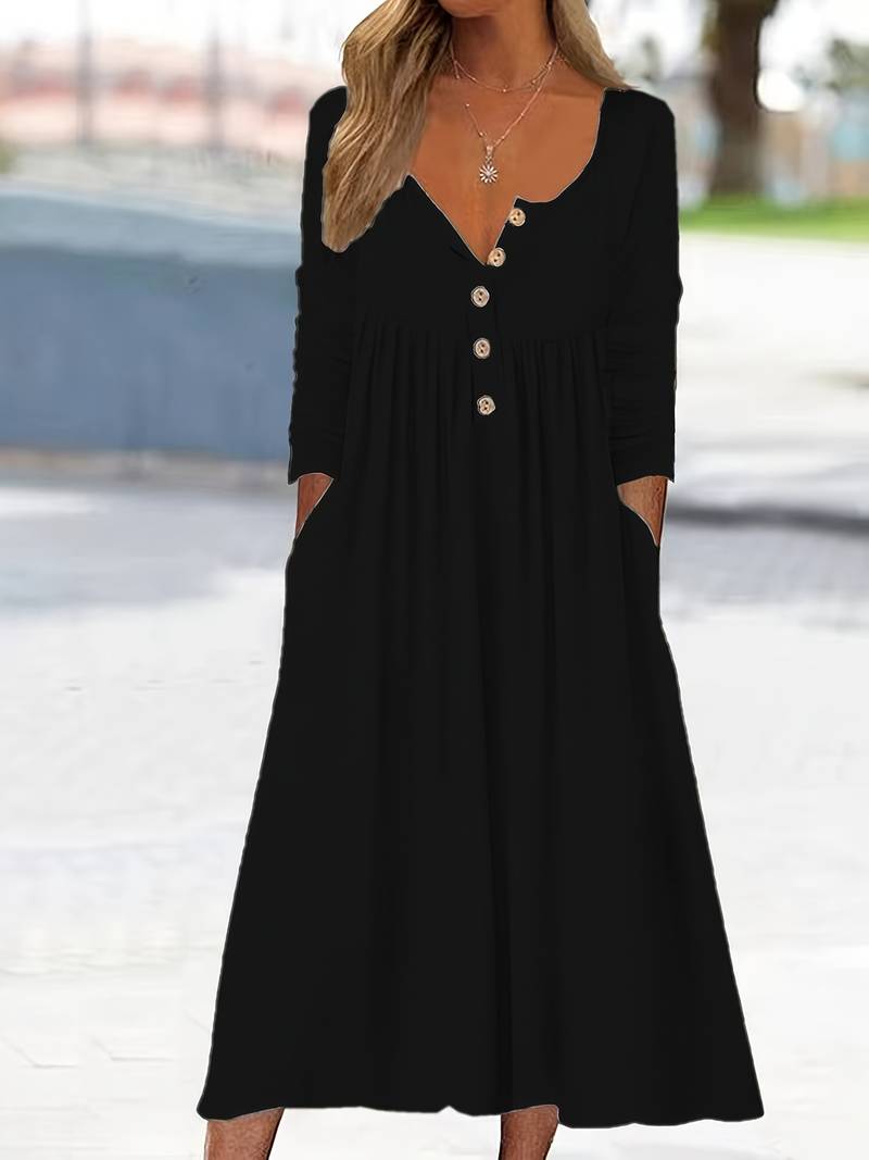 Imethma | Midi Dress Long Sleeve Button Front