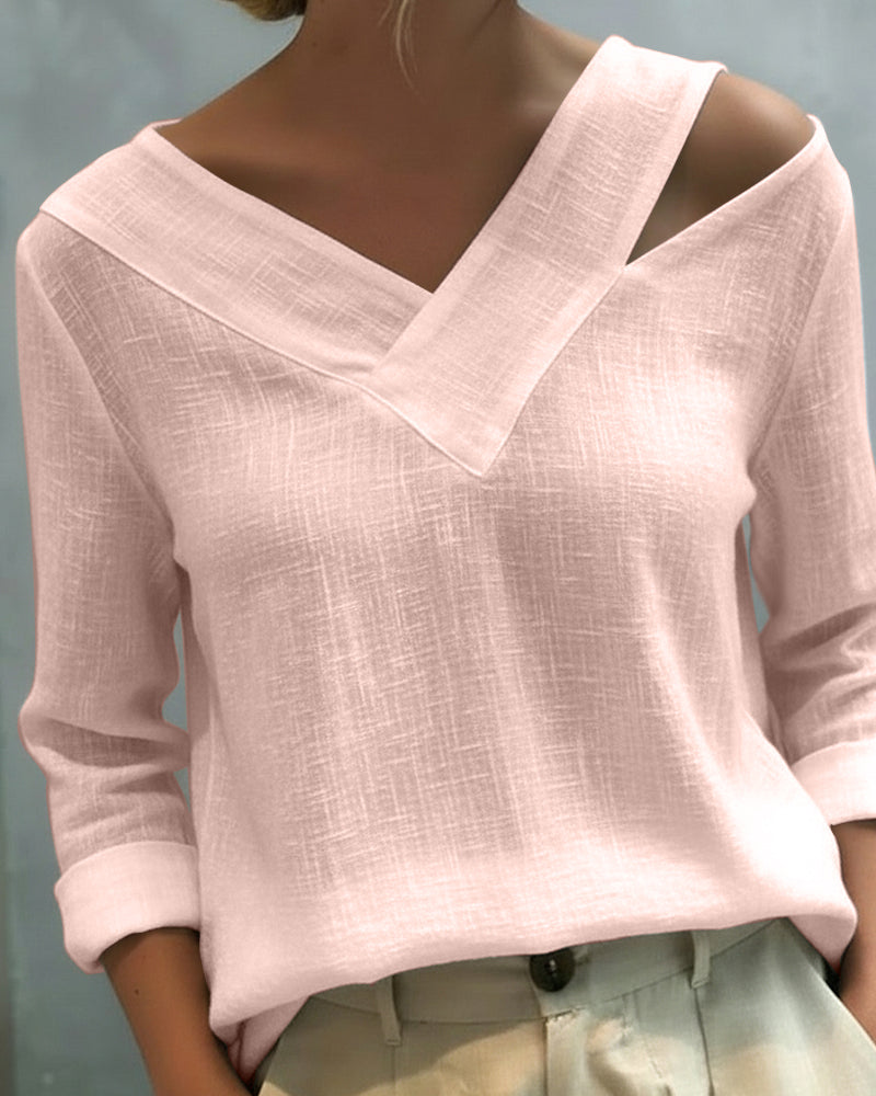 Makeeta | Cold Shoulder Linen Womens Blouse