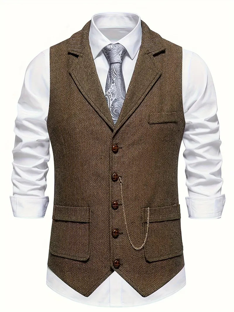 Ferry |  Herringbone Button Front Waistcoat