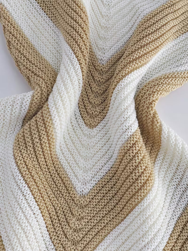 Foley | Knitted Chevron V-Neck Sleeveless Midi Dress