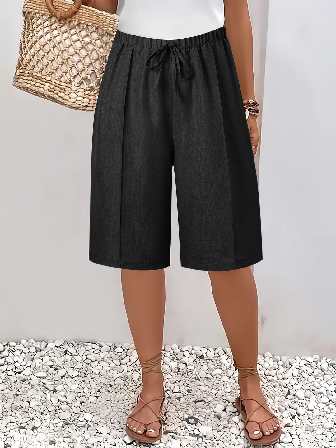 Piranda | Drawstring Wide Leg Cropped Trousers