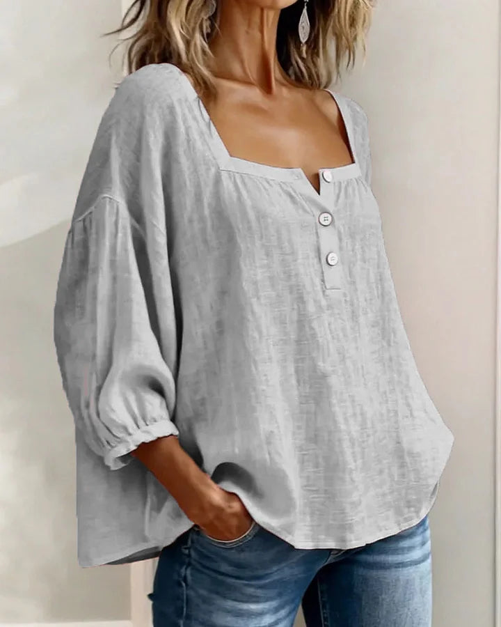 Leontien | Square Neck Button Blouse