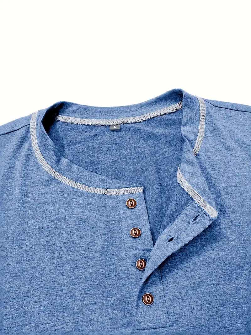 Orazio | Short Sleeve Henley Neck T-Shirt