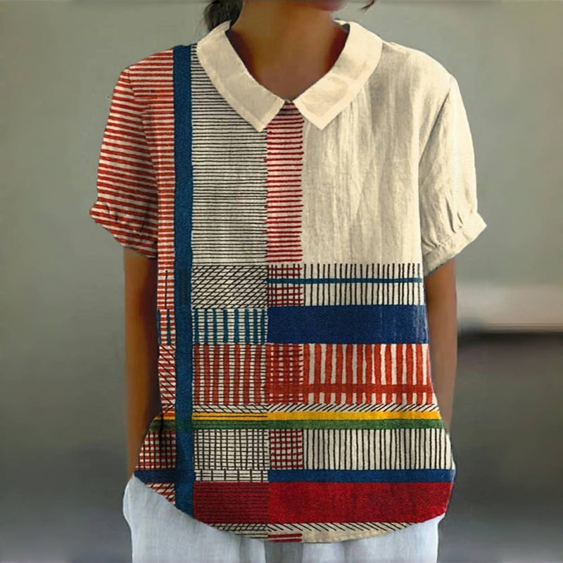 Maudie | Patchwork Print Peter Pan Collar Blouse