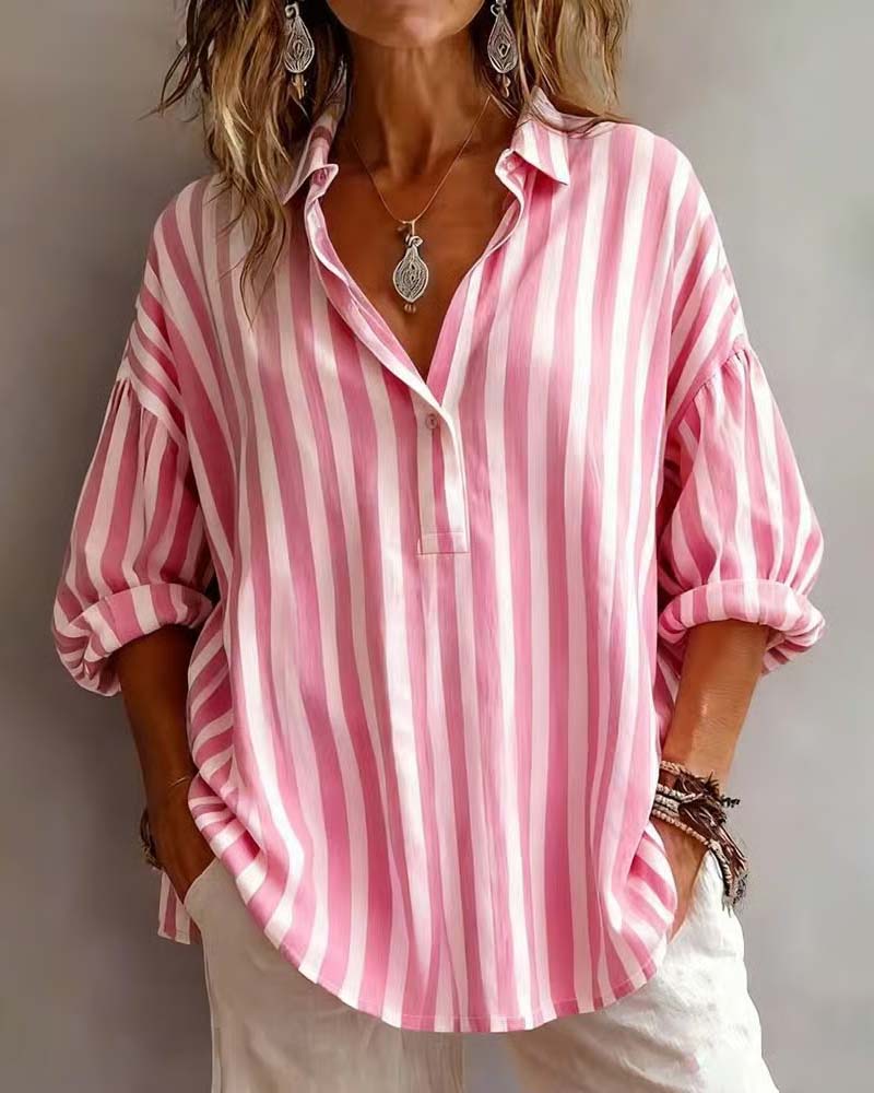 Jessy | Striped Relaxed Collar Blouse