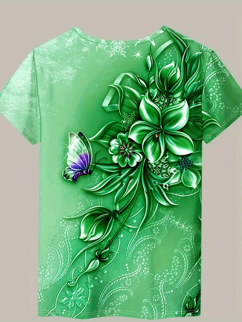 Carlisa | Floral Print Short Sleeve T Shirt