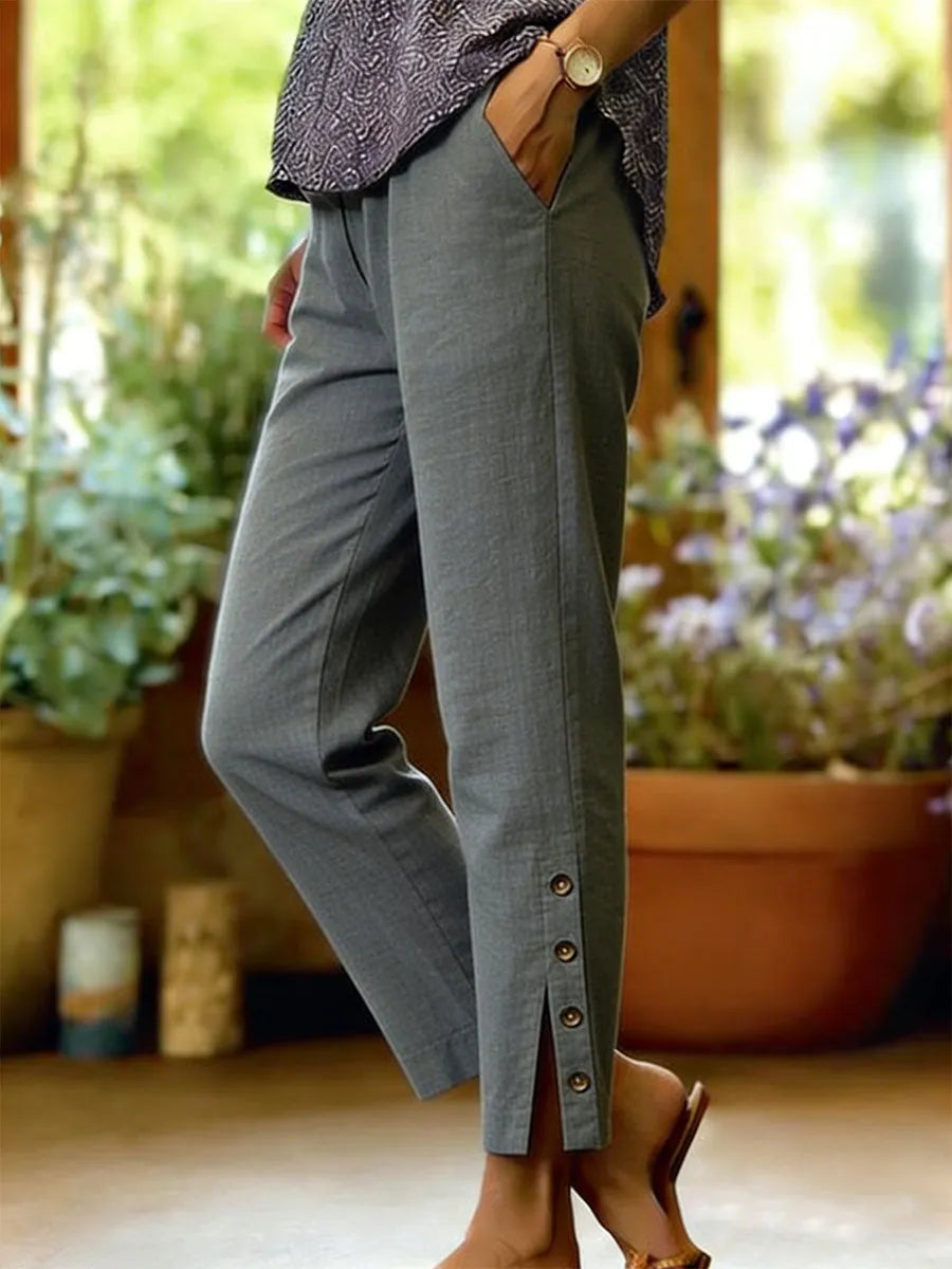 Kileza | Button Hem Loose Fit Trousers