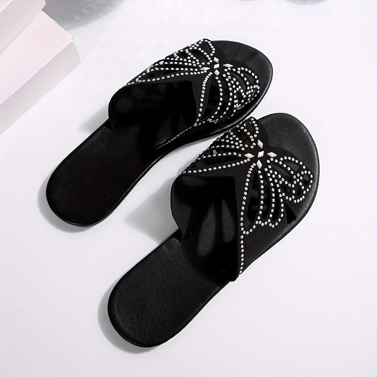Trishia | Rhinestone Butterfly Slide Sandals
