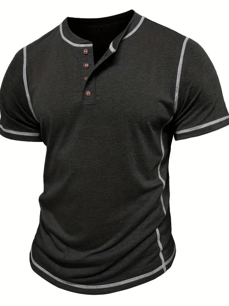 Orazio | Short Sleeve Henley Neck T-Shirt