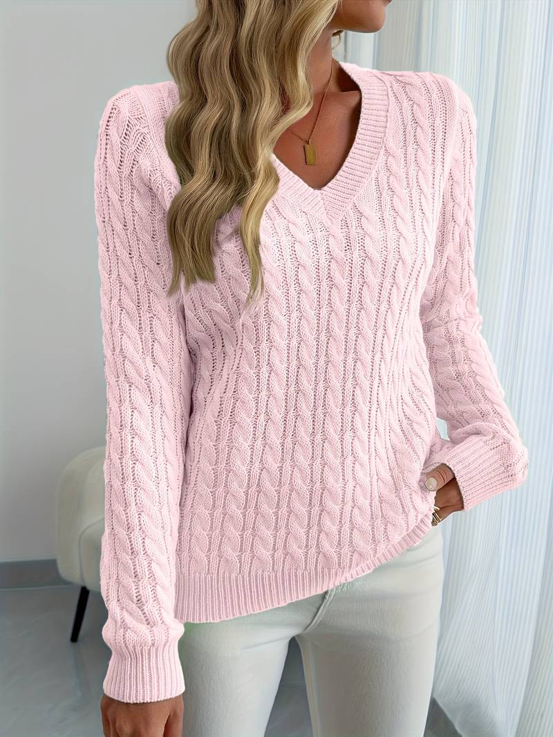 Zivah | V-Neck Cable Knit Jumper