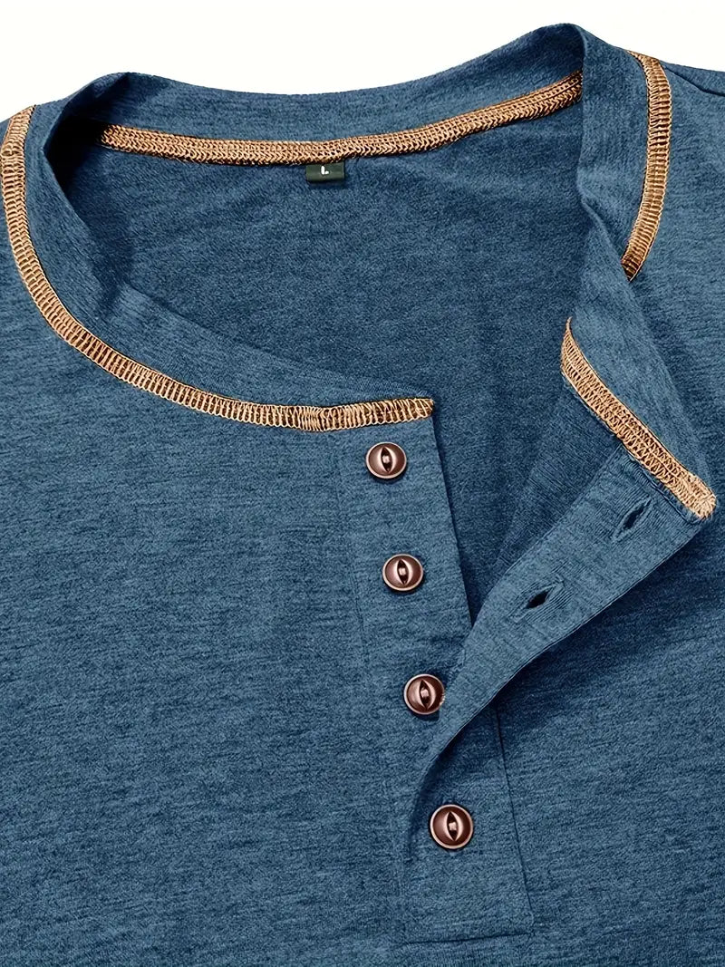 Orazio | Short Sleeve Henley Neck T-Shirt