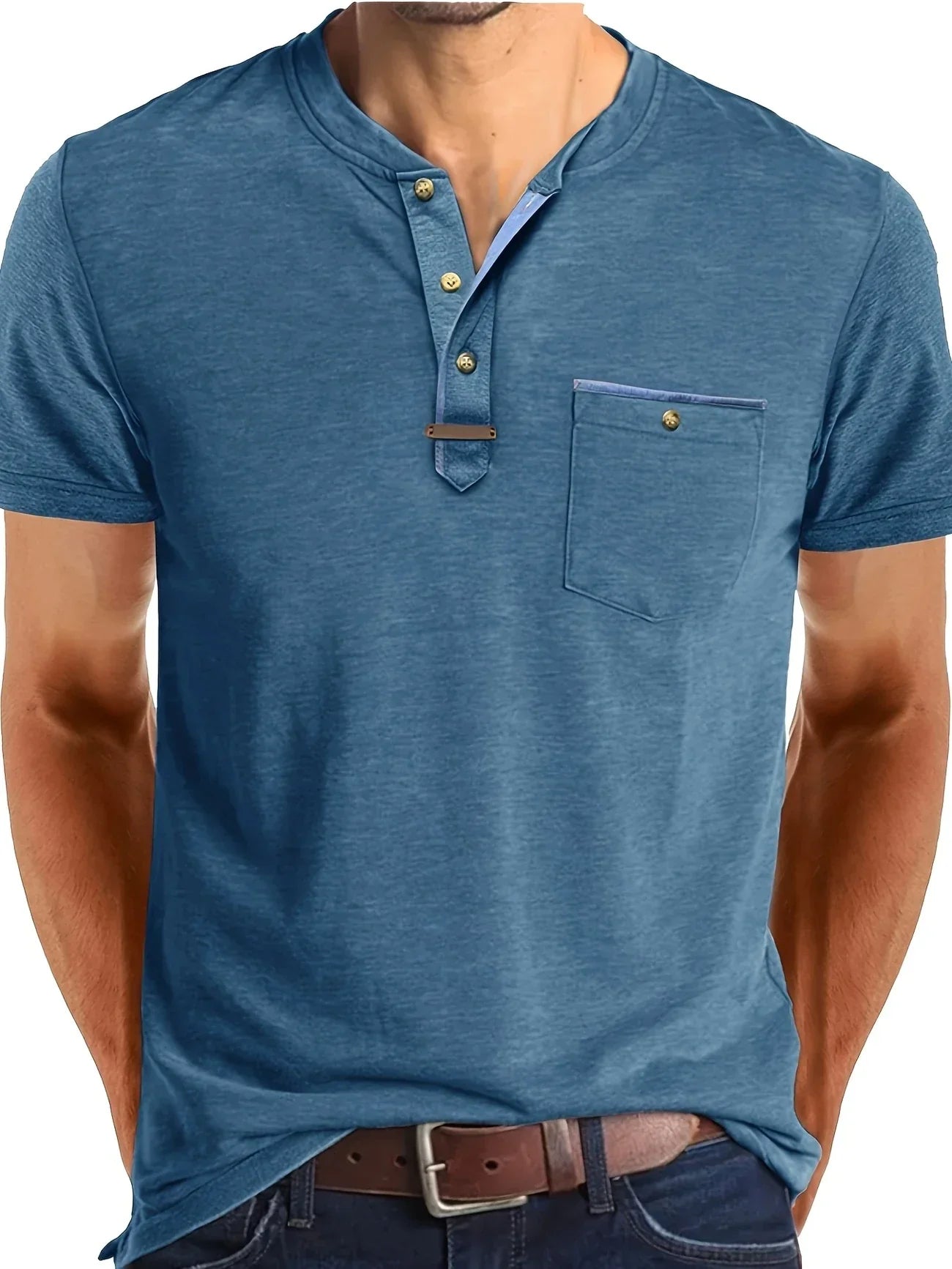 Saxon | Short Sleeve Henley Pocket T Shirt