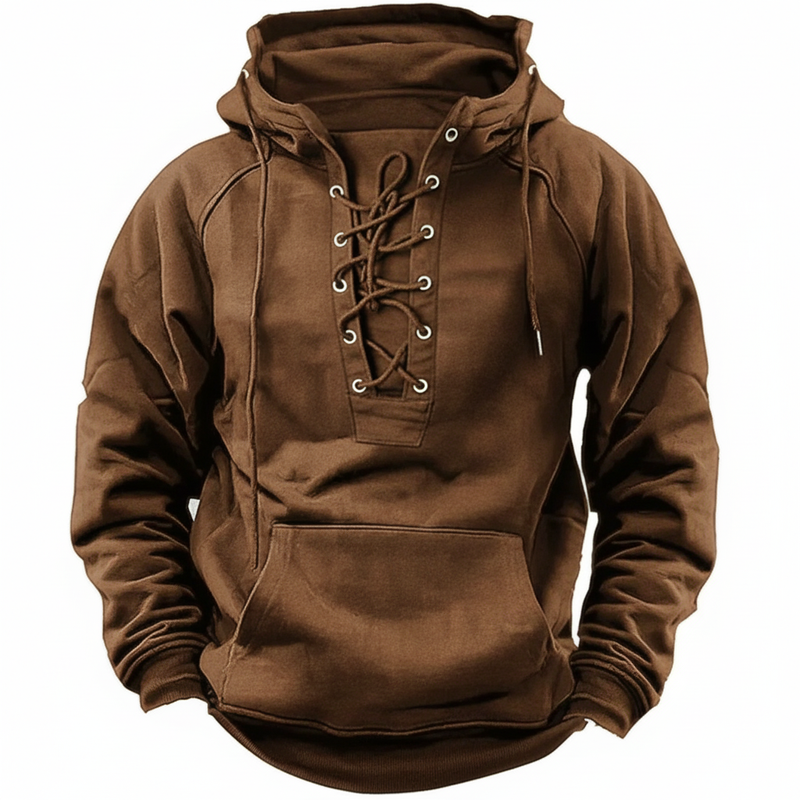 Hovav | Sweatshirt with Lace-Up Hood and Kangaroo Pocket