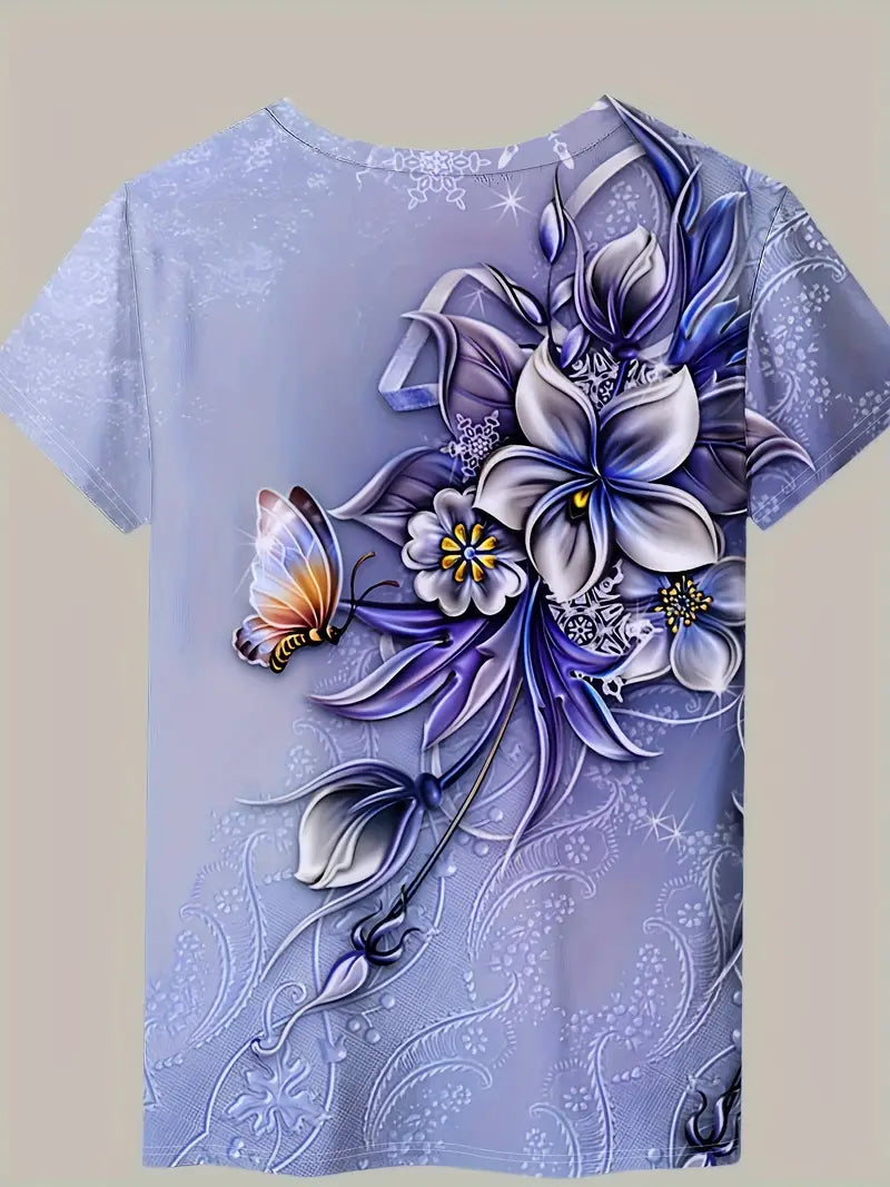 Carlisa | Floral Print Short Sleeve T Shirt