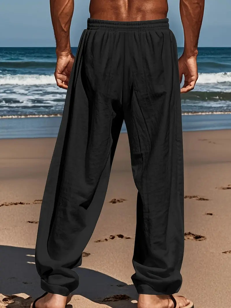 Babaev | Drawstring Wide Leg Linen-Style Trousers