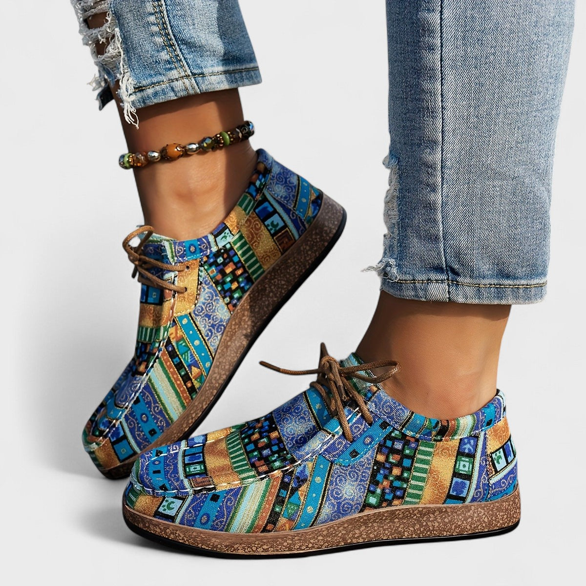 Munyika | Patterned Lace-Up Casual Comfort Shoes