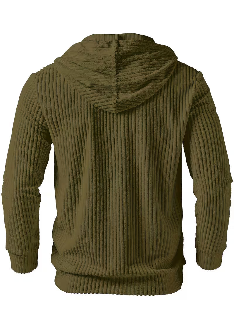Colman | Hooded Ribbed Knit Pullover Sweatshirt