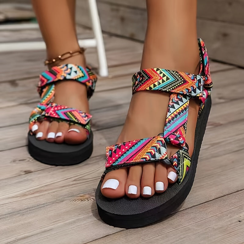 Viviana | Platform Patterned Hook and Loop Sandals