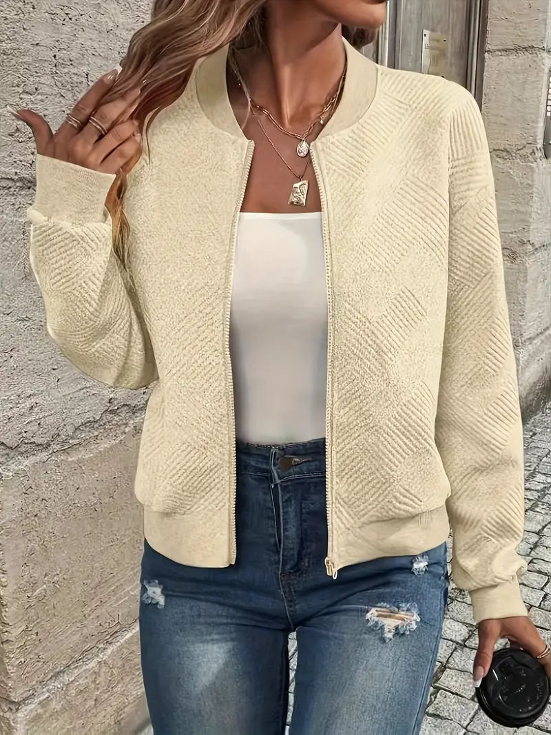 Juanita | Textured Zip-Up Long Sleeve Jacket
