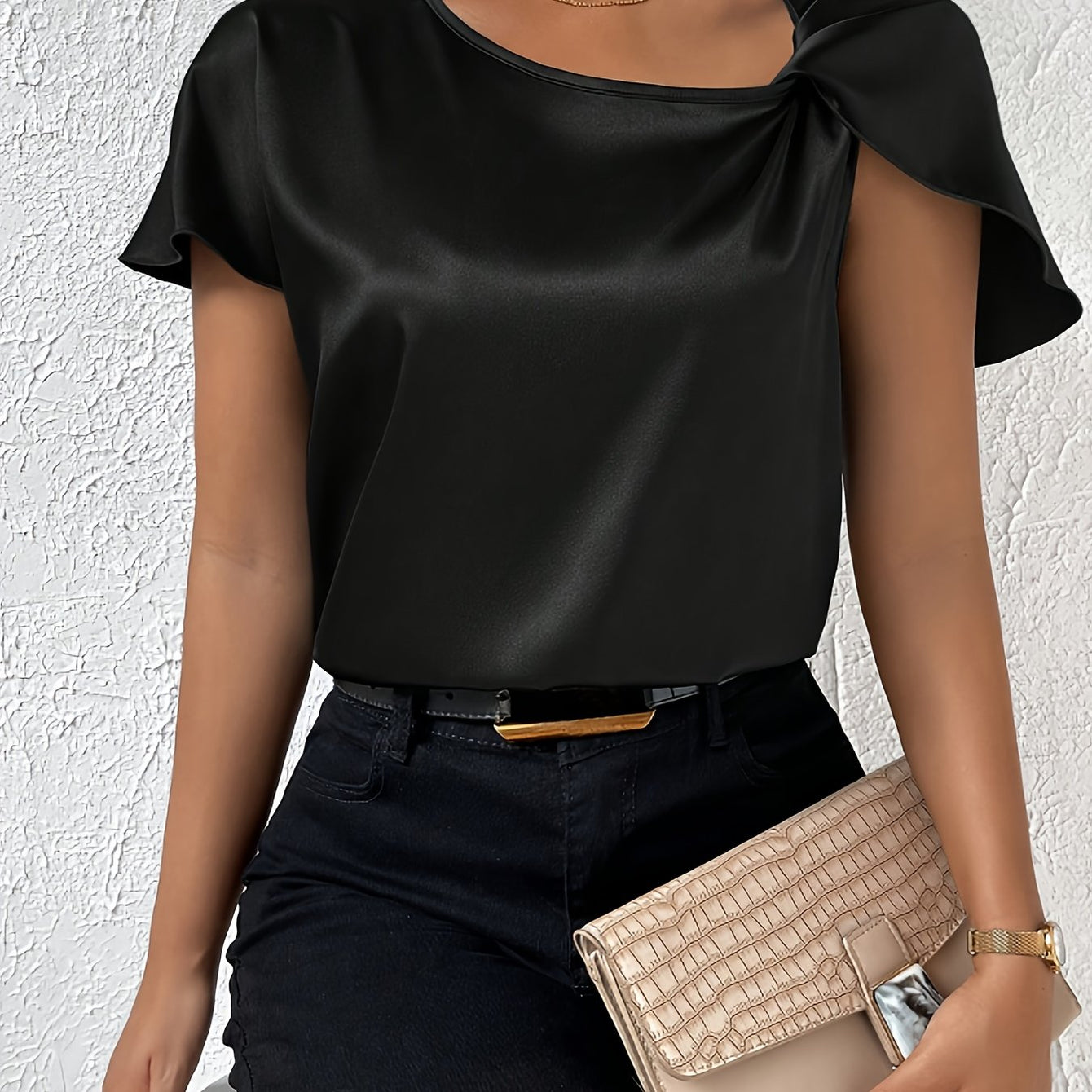 Loretta | Satin-Look Cape Sleeve Blouse