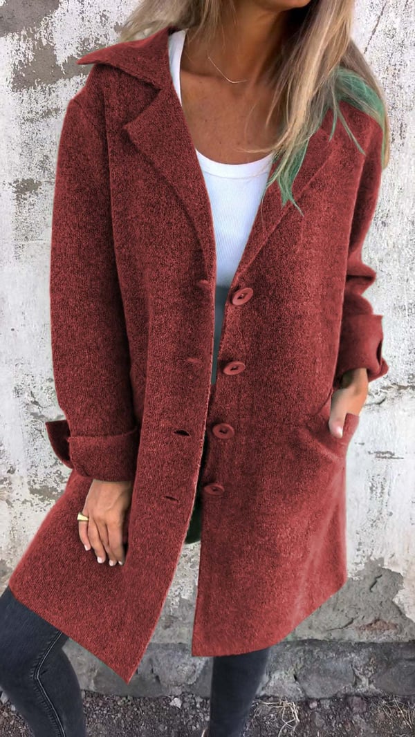 Baylea | Long Button Front Coat With Lapels
