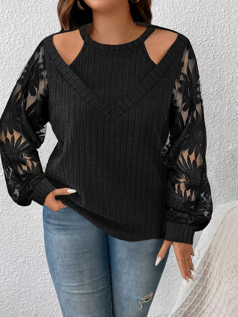 Suchinda | Cold-Shoulder Long Sleeve Top in Green