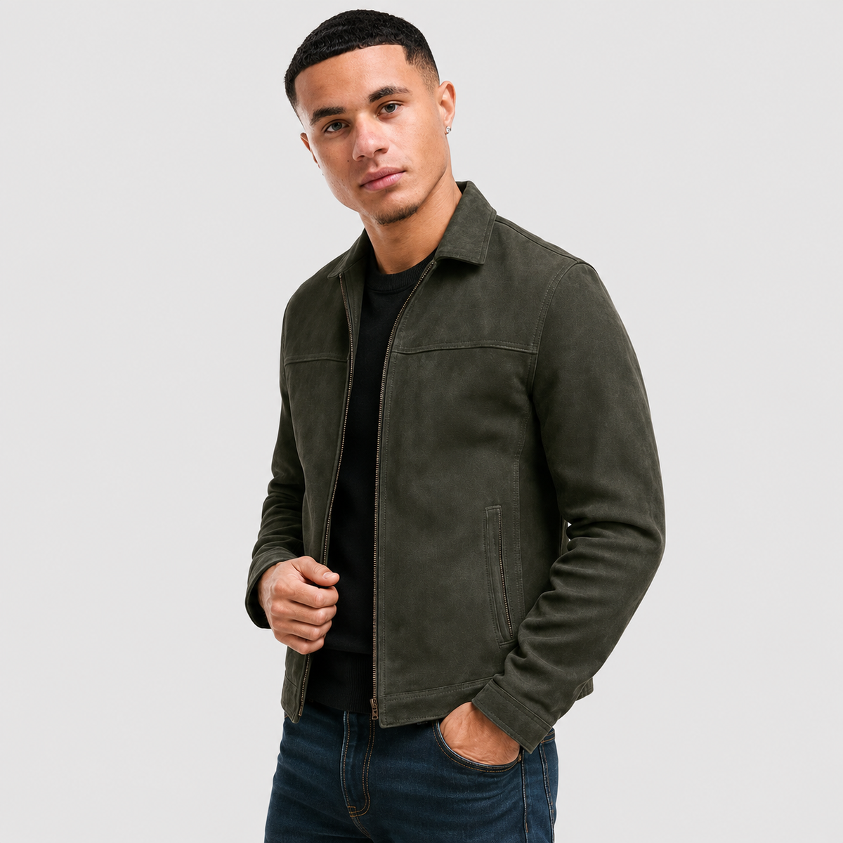 Arcadio | Jacket with Point Collar and Zipper
