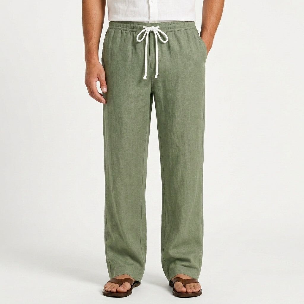 Juvencio | Straight Leg Trousers with Drawstring Waist