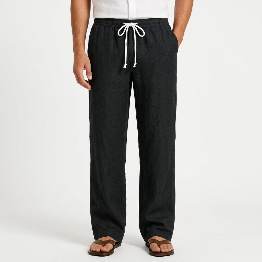 Juvencio | Straight Leg Trousers with Drawstring Waist