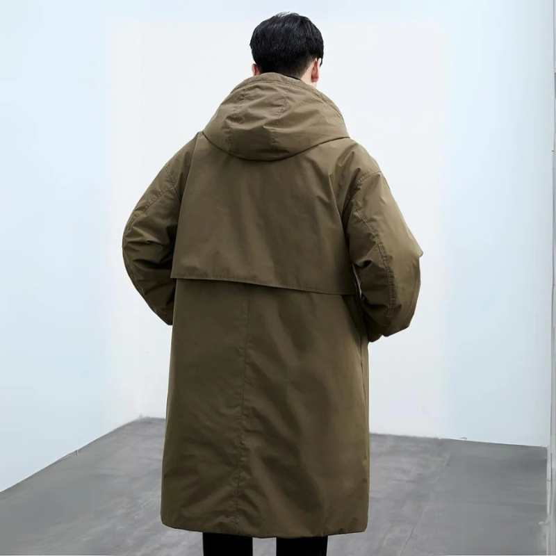 Salome | Hooded Longline Coat with Notched Lapel