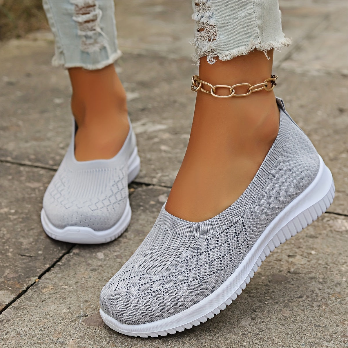 Syffina - Slip On Knitted Walking Shoes