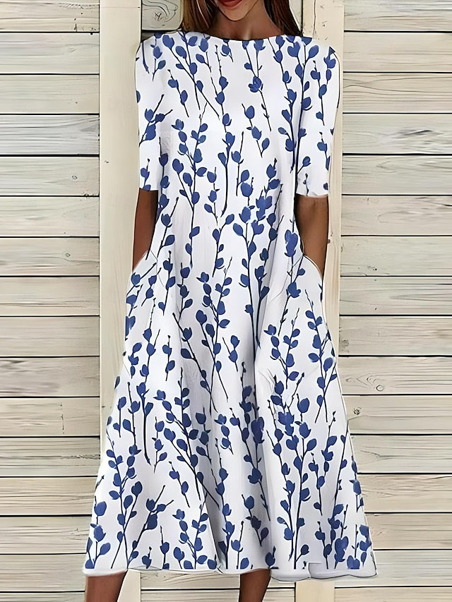 Malgorzata | Floral Print Midi Dress With Pockets