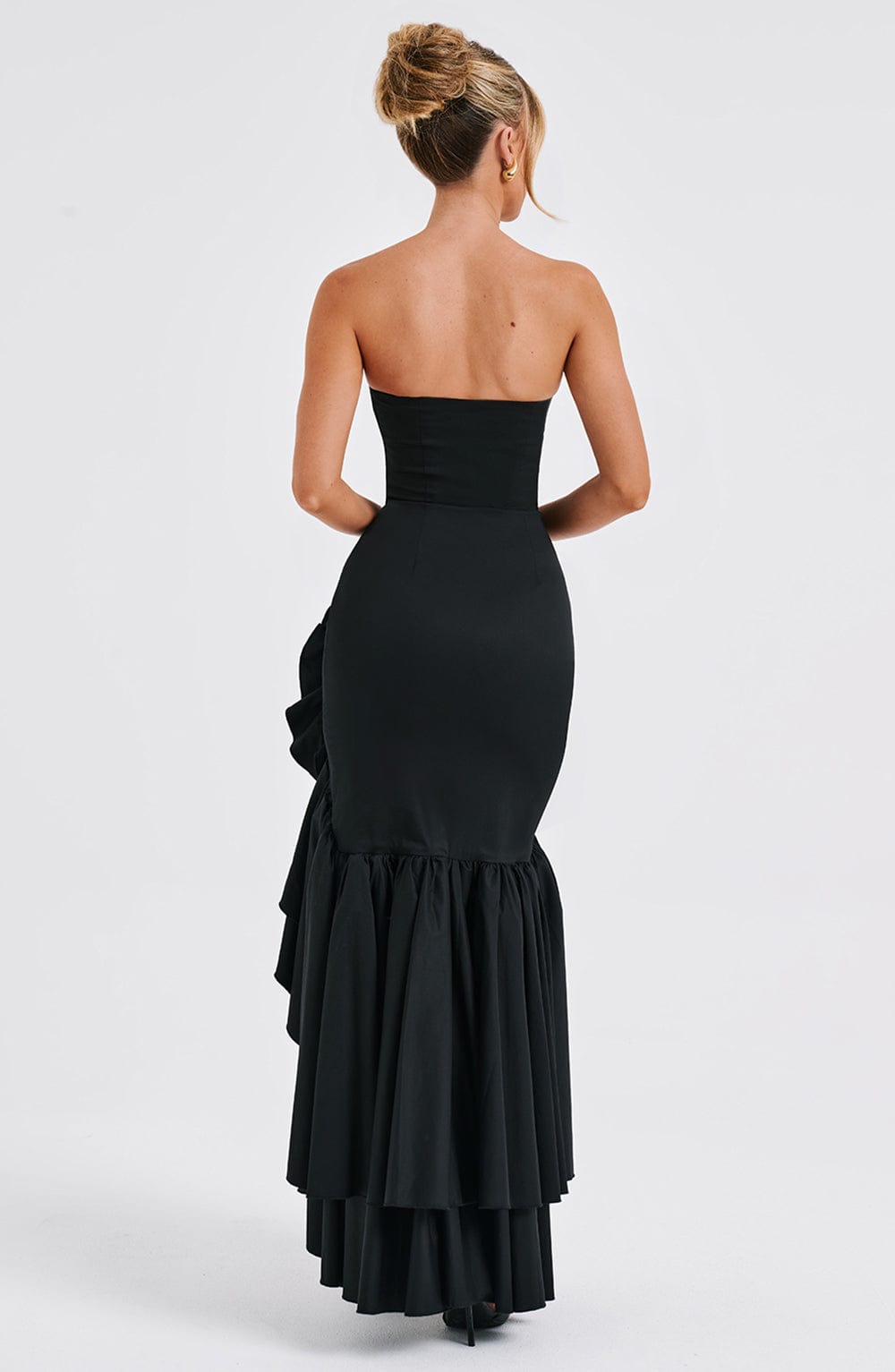 Vasileia | Strapless Ruffle High-Low Maxi Dress