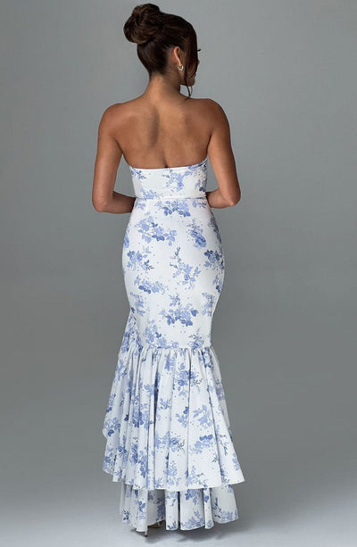 Vasileia | Strapless Ruffle High-Low Maxi Dress