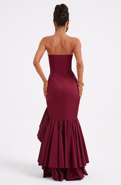 Vasileia | Strapless Ruffle High-Low Maxi Dress
