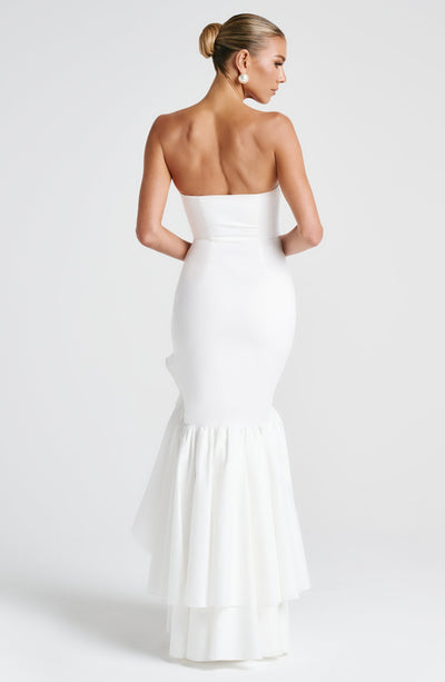 Vasileia | Strapless Ruffle High-Low Maxi Dress